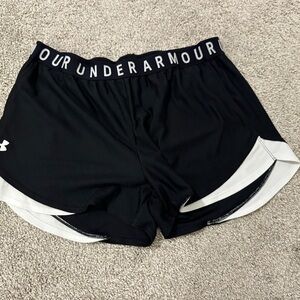 Under Armour Black and White Athletic Shorts with Elastic Waistband